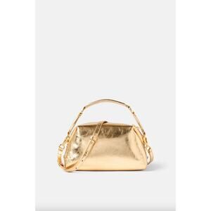 Sandro Gold Leather Clutch